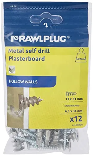 Rawlplug 07 115 Metall Selbstbohrende Gipskartondübel (12 Stück)