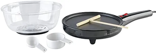 Rosenstein & Söhne 3in1-Crêpe-, Popcornmaker und elektrische Pfanne, 800 Watt, Ø 20 cm (Pfannen)