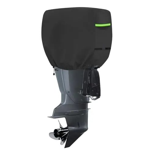 GJMZTQG Außenborder Abdeckung-Halbabdeckung,Bootsmotorabdeckung,600D Oxford-Gewebe Schutzhülle für Außenborder Yacht-Bootsmotor,Schwarz mit reflektierenden Streifen (80-150HP:73 * 40 * 65CM,Schwarz)