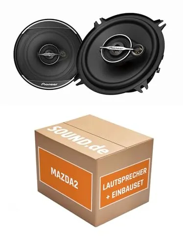 Lautsprecher Boxen Einbaupaket für Pioneer Pioneer TS-A1371F kompatibel mit Mazda2 Typ DE vorne | 2X Tief-Mitteltöner mit integriertem Hochtöner 300W MAX