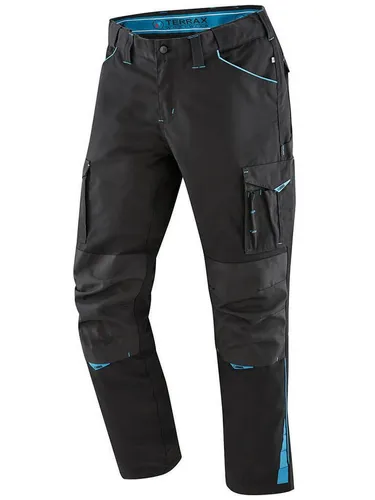 Terrax Workware Bundhose Blue Reflective schwarz/Azur (56) - Arbeitshose aus strapazierfähigem Mischgewebe mit vielen praktischen Beintaschen und reflektierenden Details für erhöhte Sicherheit bei der Arbeit.