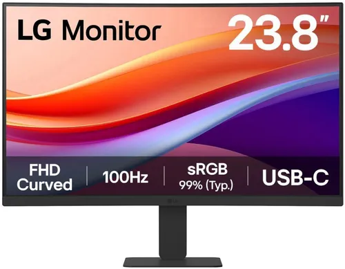 LG 24U421A-B.AEUQ 24'' Full HD Monitor - 24 Zoll gebogener Monitor mit Full HD-Auflösung, HDR10-Technologie und energieeffizienter LED-Hintergrundbeleuchtung für ein intensives Seherlebnis bei Arbeit und Unterhaltung.