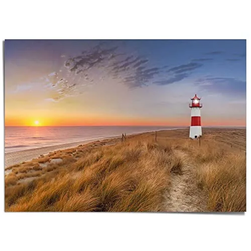 REINDERS Giant Poster XXL, Leuchtturm, Wohnzimmer, Bilder, Wanddeko, Room Decor, Papier, Mehrfarbig, 100x140cm