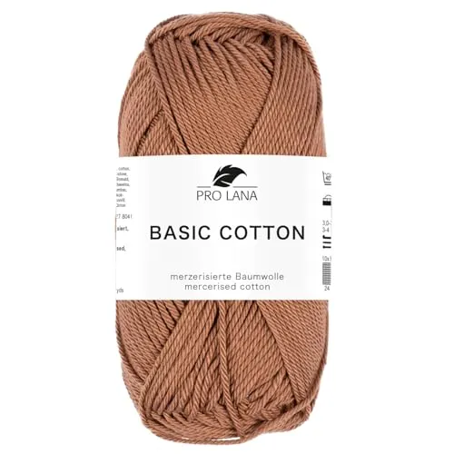 Pro Lana BASIC COTTON Baumwollgarn 50 g ideal für Kleidung, Spielzeug, Accessoires 125 m, Farbe:218 - nougat