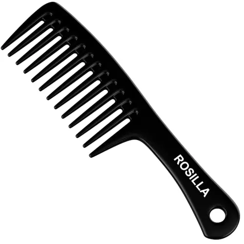 ROSILLA Lockenkamm für alle Haartypen ohne Reißen der Haare. Antistatischer Kamm für Locken mit glatten und gut abgerundeten Fingern 24,5 cm bruchsicher