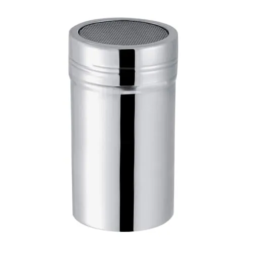 Puderzuckerstreuer, Edelstahl-Pulverstreuer mit Deckel, Pulverdosen mit Feinmaschigem Netz für Kaffee, Cappuccino, Latte, Küche Backen, Kochen, Einweihungsgeschenk (L)