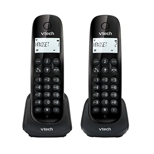 VTech CS1401 DECT Schnurloses Telefon 2 Mobilteile mit Anrufersperre, Freisprecheinrichtung, Anrufererkennung/Anklopffunktion, Hintergrundbeleuchtung Display, ECO-Modus Geringe Strahlung, Schwarz