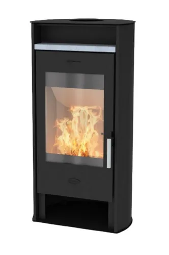 Fireplace Santa Fe Kaminofen 2025, 6 kW - Kaminöfen aus Stahl in elegantem Schwarz, mit 80% Wirkungsgrad und ideal für eine warme Atmosphäre in Räumen bis 108 m³.