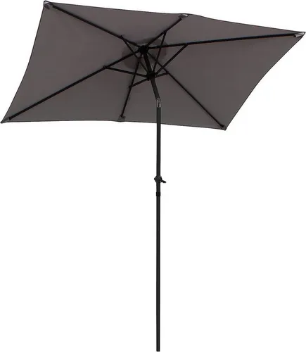 Pure Home & Garden Sonnenschirm Sunny 210x140 cm hellgrau rechteckig Kurbelschirm Balkonschirm, LxB: 140,00x210,00 cm, Sonnenschirm mit Kurbel, Sonnenschirm mit Kurbel, abknickbar