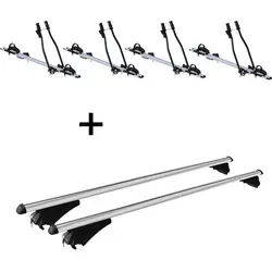 4x Fahrradträger SAGITTAR + Relingträger Tiger XL für Opel Zafira B (2008-2012) - Praktisches Set mit 4 Fahrradträgern und Relingträger für Opel Zafira B 2008-2012. Schnell montierbar, robust aus Aluminium und geeignet für verschiedene Fahrradtypen. Ideal für längere Reisen.