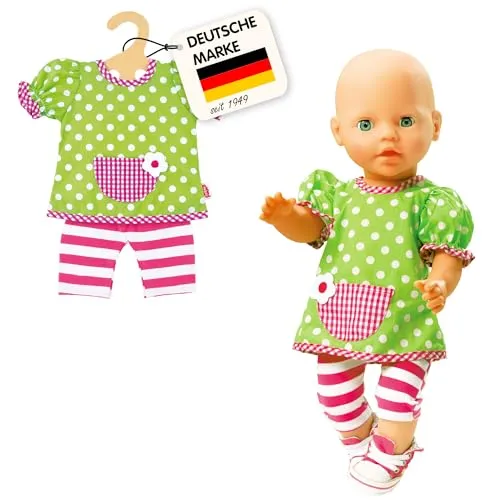 Heless 1255 - Bekleidungs-Set für Puppen, 2 teilig mit Hängerchen und Leggings, Größe 28 - 35 cm