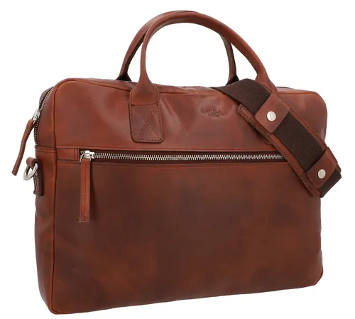 Gusti Umhängetasche Leder - Elijah Pflanzlich gegerbt - Laptop-Schultertasche aus hochwertigem, pflanzlich gegerbtem Leder im Vintage-Stil, ideal für Arbeit und Freizeit mit viel Platz für deine Essentials.