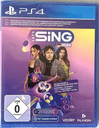 Let's Sing 2024 Deutsche Version (Playstation 4) - Erlebe den neuen Karriere-Modus mit 35 beliebten Songs! Fordere andere Sänger online heraus und gestalte deine eigene Avatar-Persönlichkeit. Der VIP-Pass erweitert deine Songbibliothek für noch mehr Spaß!
