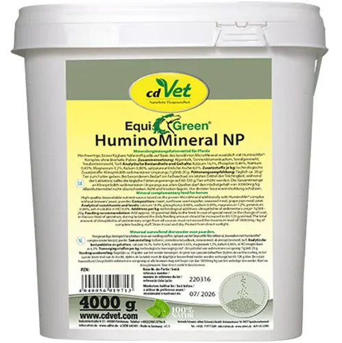 cdVet EquiGreen HuminoMineral NP für Pferde - Ergänzungsfutter für Pferde, 4 kg, mit wertvollen Inhaltsstoffen wie Algenkalk und Traubenkernmehl zur Unterstützung der täglichen Futteraufnahme.