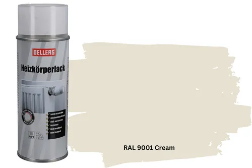 OELLERS Heizkörperlack bewährt Spray RAL 9001 Cremeweiß 400 ml Sprühlack glänzend | Hitzebeständig & strapazierfähig | Hochdeckende Sprühfarbe