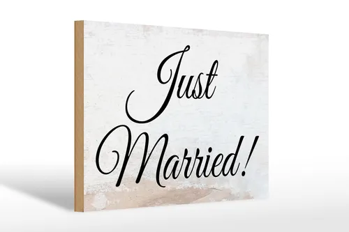 Holzschild Hinweis 20x30 cm Just Married Deko Schild