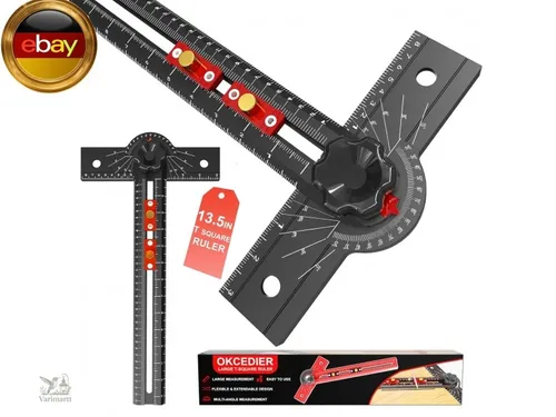 T Lineal Streichmaß 34cm Präzisions-Winkelmaß für Holzarbeiten, Anschlagwinkel 1