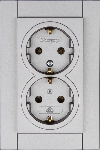 Kopp Athenis stahl / silber Doppel-Steckdose Kinderschutz in silber von Kopp