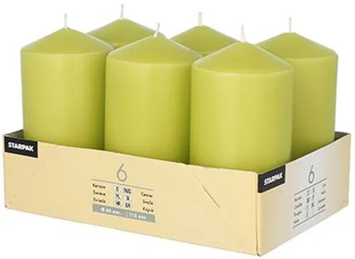 STARPAK Stumpenkerze Durchmesser: 60 mm kiwi 6 Stück