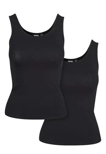 URBAN CLASSICS Damen Tanktop 2-Pack Basic Stretch Top schwarz XS (34)