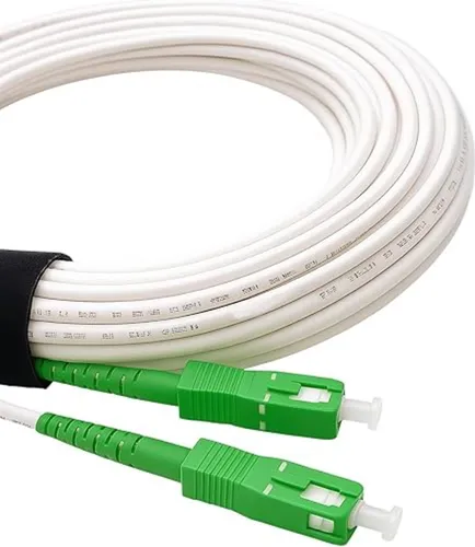 Elfcam - Glasfaserkabel SC-APC zu SC-APC - 7 m (Weiß), Verstärktes Glasfaser-Patchkabel, Simplex Singlemode 9/125 µm, Geschirmt, Geringe Dämpfung, Kompatibel mit Livebox, Freebox, SFR, Bouygues