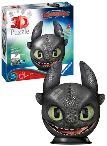 Ravensburger Dragons 3 Ohnezahn Puzzle (72 Teile) - Puzzle mit 72 Teilen, zeigt den beliebten Drachen Ohnezahn aus Dragons 3 und fördert spielerisch die Konzentration und Feinmotorik.