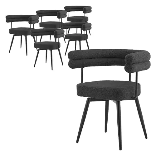 Ml-design Drehbare Esszimmerstühle 6er Set Dunkelgrau mit Teddy-Stoff