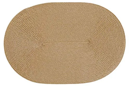 Haus und Deko Platzset Polypro oval ca. 45 x 30 cm Caramel Platzdeckchen Tischset geflochtene Bast-Optik