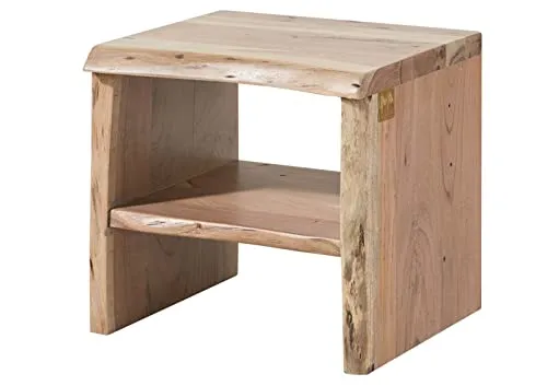 Nachtkonsole PURE ACACIA - Moderne Nachttischkommode aus gelacktem Akazienholz, ideal für Schlafzimmer mit praktischen Schubladen und rechteckiger Form.