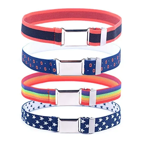 Anshili 4 Stücke Kinder Gürtel Einstellbar Elastisch Stretchgürtel für Jungen und Mädchen (D)
