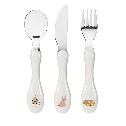 LÄSSIG Kinderbesteck Set 3-teilig Löffel Gabel Messer Edelstahl Kunststoffgriff/Cutlery Little Mateys spicy orange