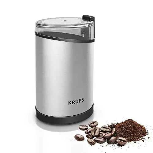 Krups Fast Touch GX204D - Elektrische Kaffeemühle aus Edelstahl, 200 Watt Leistung für perfekte Mahlkonsistenz und bis zu 12 Tassen Kaffee