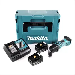 Makita DTM 50 RTJ 18V Multifunktionswerkzeug mit Makpac - Multifunktionswerkzeug mit 2x 5,0 Ah Akku und Lader, ideal für vielseitige Anwendungen in Heim und Werkstatt.