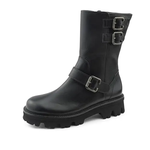 Bikerboots PAUL GREEN - Elegante Stiefelette aus Glattleder - Wanderschuhe mit Reißverschluss, ideal für Freizeit und Business. Hochwertiges Glattleder und Dekoschließen sorgen für einen stilvollen Look.