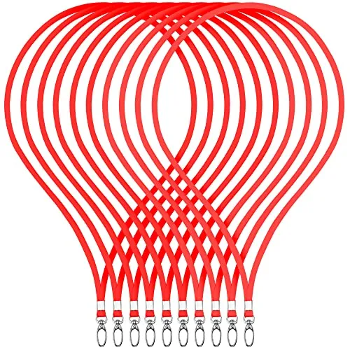 webbomb 10 Stück Schlüsselband Lanyard 360° Umhängeband 13 Farben edel glänzend mit Karabiner für Zugangskarten Ausweishalter Büro ID Karte Fahrkartenhülle Schlüsselbänder Handy Band (rot)