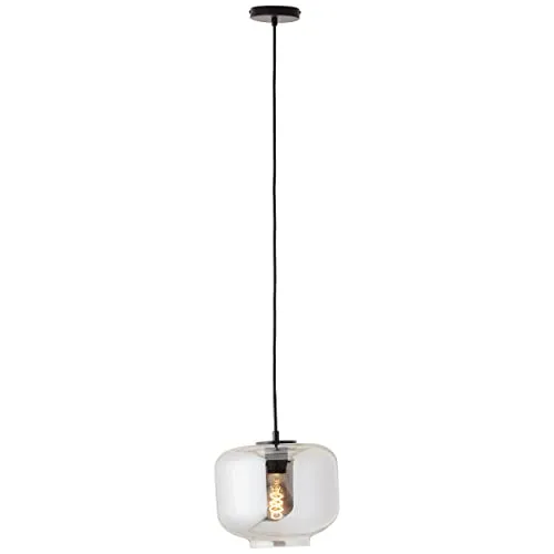 Brilliant Kleon Pendelleuchte 1flg schwarz - Elegante Pendelleuchte aus Glas und Metall, ideal für stilvolle Akzente in Ihrem Wohnraum, E27 Fassung, 40 Watt, IP20 Schutzklasse.