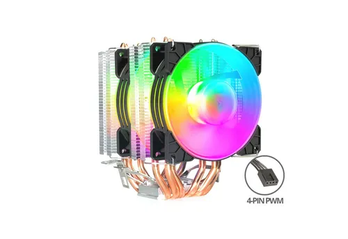 BRAINZAP CPU Kühler RGB 195W TDP - Hochwertiger CPU-Kühler mit 195W TDP, ideal für Intel und AMD Sockel. Ausgestattet mit 6 Heatpipes und 2 leisen 120mm Lüftern für optimale Kühlung im täglichen Einsatz.