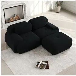 Odikalo 2-Sitzer Ecksofa modular kombinierbar, 82'' Ecksofa aus weichem Cordstoff, modular kombinierbar mit gebogenen Armlehnen, ohne Montage, hochelastische Schaumstoffpolsterung für Wohnzimmer, Ruhezonen und Schlafzimmer, Mehrfarbig schwarz