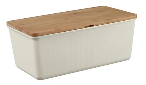 Brotkasten aus Holz mit Schneidebrett und Deckel