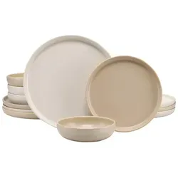 CreaTable Uno Toscana Tellerset 12-tlg - Elegantes 12-teiliges Tellerset in Trendfarbe Toscana, bestehend aus Speise-, Dessertteller und Mehrzweckschalen. Hochwertiges Steinzeug, spülmaschinen- und mikrowellengeeignet – für stilvolle Tischmomente!