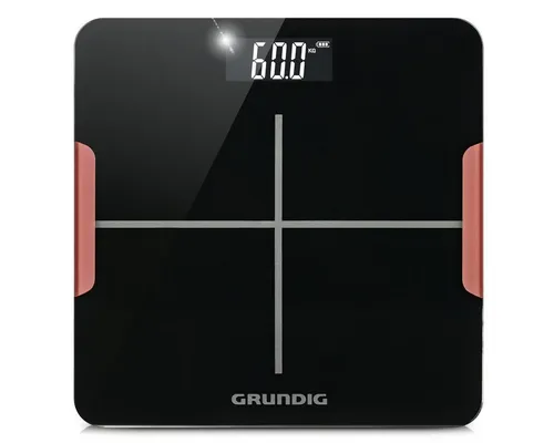 Grundig Personenwaage Körperwaage Personenwaage bis 180 kg hochpräzise Sensoren, 5mm gehärtetes Sicherheitsglas LCD-Display mit großen Zahlen