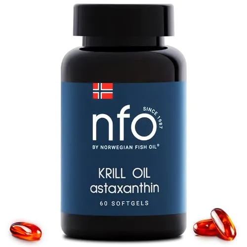 NFO OMEGA 3 KRILL OIL Astaxanthin - Hochdosiertes Krillöl aus Norwegen - Essentielles Krillöl mit hohem Gehalt an EPA, DHA und dem starken Antioxidans Astaxanthin für optimale Herz- und Gehirnfunktion. Ideal für eine gesunde Ernährung!
