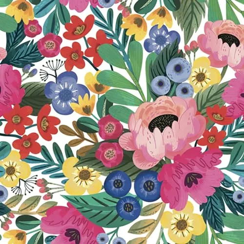 Star Geschenkpapier mit Blumen Motiv 70cm x 2m Rolle - Geschenk Papier für Geburtstag Hochzeit Ostern - Blumenmuster Geschenkpapierrolle - Farbiges Packpapier & Verpackungspapier - Bunt