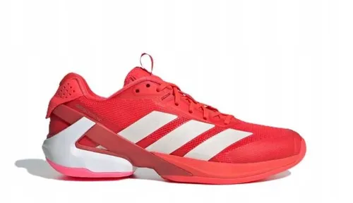 adidas Performance Adizero Ubersonic 5 Allcourt - Damen Tennisschuh in Rot/Weiß - Laufschuhe mit leichtem Mesh-Obermaterial für schnelle Bewegungen und reaktionsfreudiger Lightstrike Dämpfung - ideal für Stabilität auf Hartplätzen.