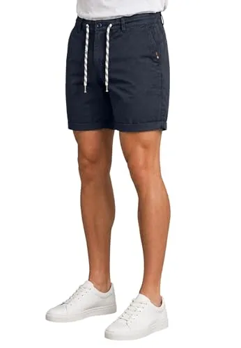 Indicode Herren Kurze Hosen (S-5XL) Regular Fit - 100% Baumwolle, Leichte, Atmungsaktive & Luftige Sommer Shorts Männer, Kordelzug - B795 Blau Large
