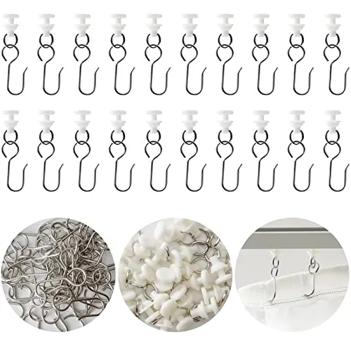 Stück Gardinenhaken Gleiter, Gardinenröllchen für Schiene, 50 Stücke Haken und 50 Stücke Gleitende, Gardinengleiter für Fenstervorhang Türvorhang Duschvorhang(100 Stück) 100