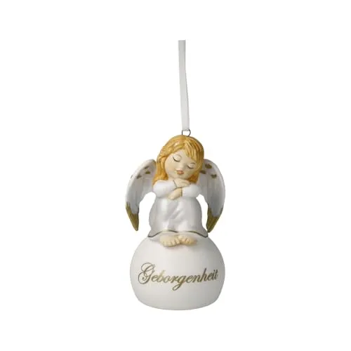 Engelfigur Engelglöckchen Geborgenheit - Gloria Weihnachten - Weihnachtlicher Zierschmuck, handbemalte Goebel Figur aus edlem Biskuit-PRZ, die Geborgenheit und festliche Stimmung verbreitet. Ideal für Sammler und als Geschenk, kompaktes Design für jeden Raum.