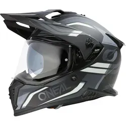 Oneal A-SRS Spike Motocross Helm, schwarz-grau-weiß, Größe S - Motorradhelm mit 2 Fiberglas-Außenschalen und 3 EPS für maximale Sicherheit, optimierte Belüftung und einfaches Wangenpolster-Management dank E.Q.R.S. System.