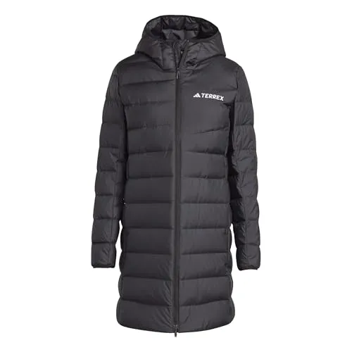 adidas Terrex Damen Multi Light Down Hooded 2.0 Parka - Größe L, Schwarz - Funktionsjacke mit isolierender Kunstfaserfüllung, ideal für winterliche Spaziergänge und Alltagsschutz gegen Kälte und Feuchtigkeit.
