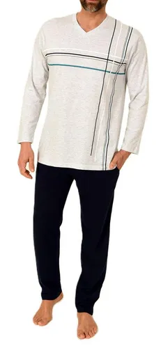 Normann Pyjama Herren Schlafanzug langarm Pyjama mit Frontprint - auch in Übergrößen